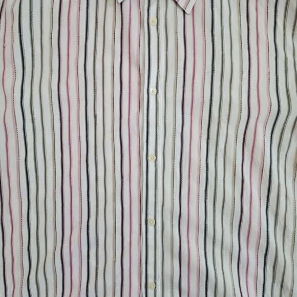 Calvin Klein Shirt Men's XXL Striped Textured Long Sleeve Y2K Boho Modern Fit - Picture 5 of 14
